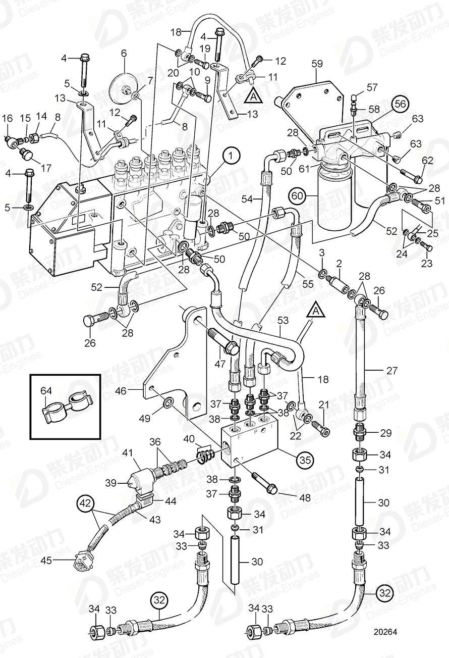 VOLVO Hose 3832958 Drawing